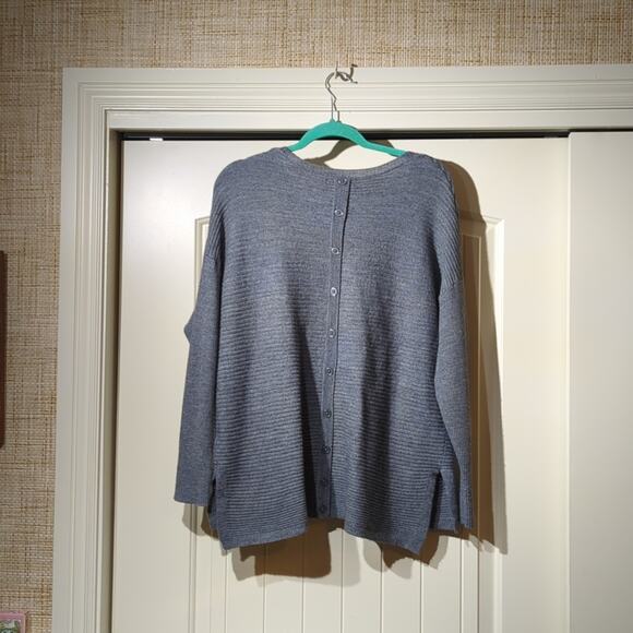 Tahari Plus Size Gray Wool Blend Drop Sleeve Button Down Back Sweater Size 2X - Picture 4 of 8